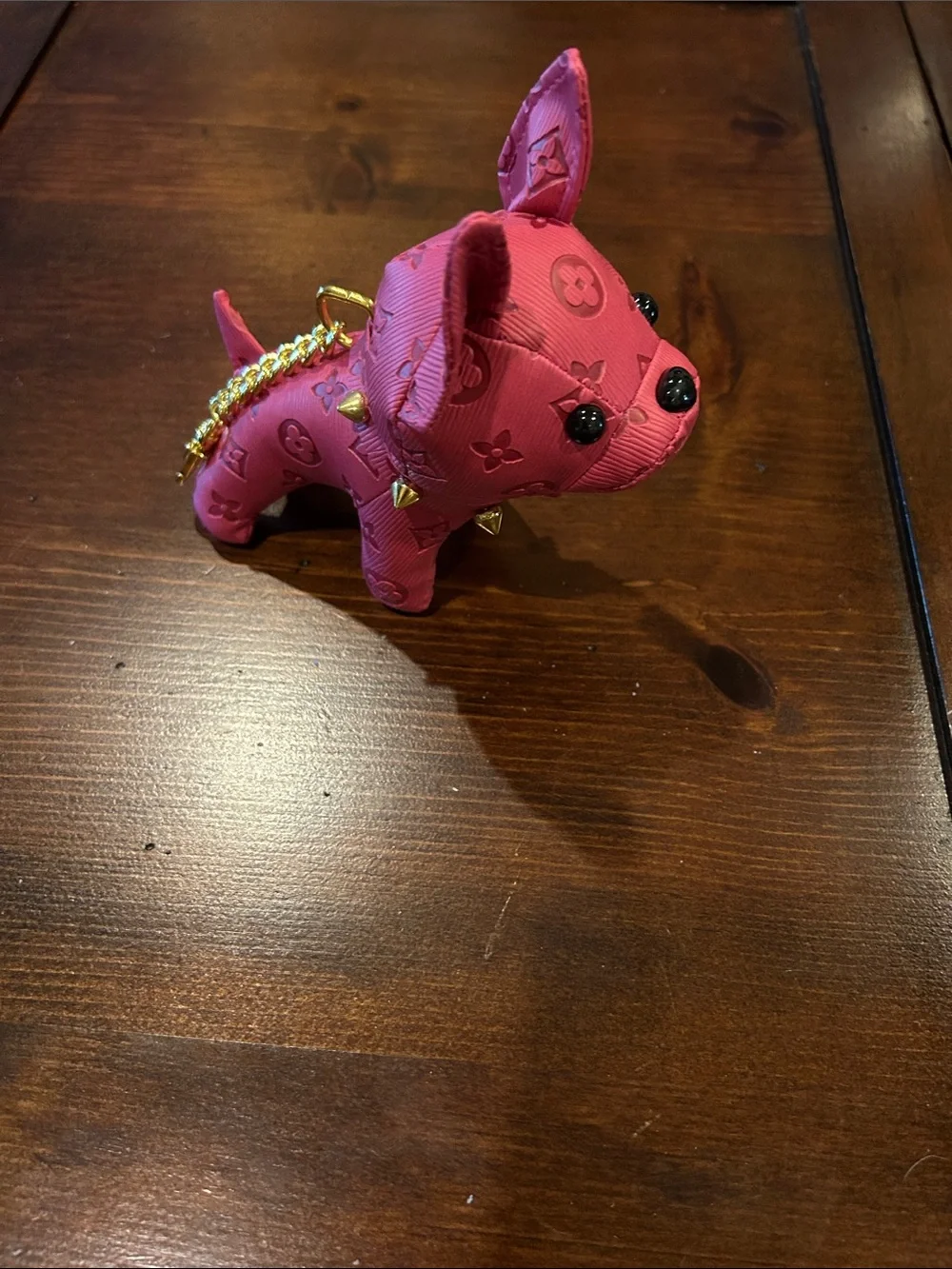 Designer-Inspired Pink / Red Dog Charm Keychain
